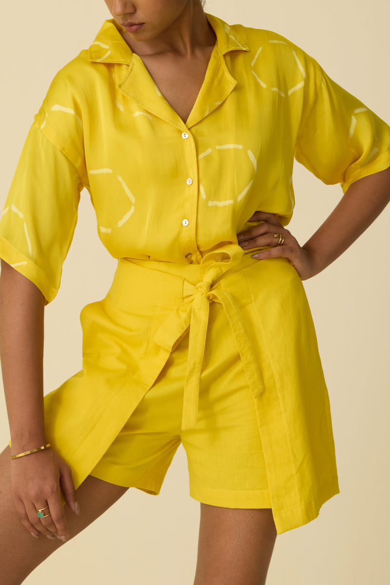 Butter Yellow Tie-Up Shorts