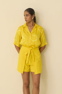 Hand Dyed Butter Yellow Shirt
