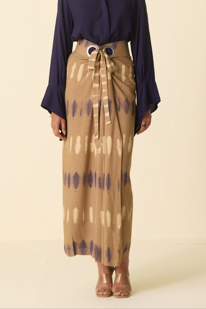 Mocha mousse Hand Dyed eyelet skirt